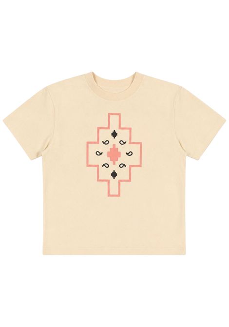 Cream cotton T-shirt for girls MARCELO BURLON | JGTH091PANNA